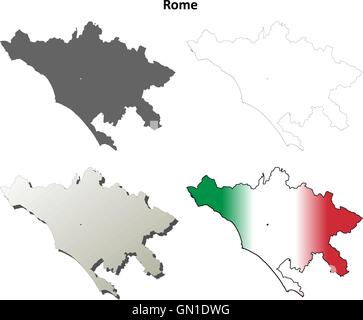 Rom leer detaillierte Gliederung Karte gesetzt Stock Vektor