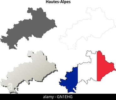 Hautes-Alpes, Provence-Umriss-Karte gesetzt Stock Vektor