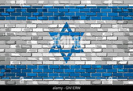 Grunge-Flagge Israels auf eine Mauer Stock Vektor