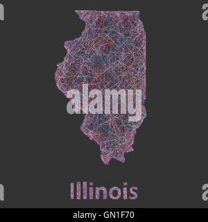 Illinois Linie Art Karte Stock Vektor