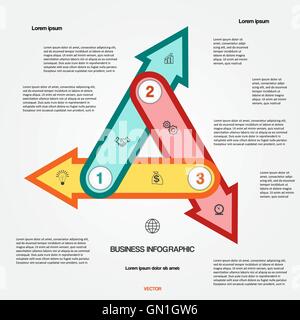 Vorlage mit bunten Pfeilen 3 Optionen für Infografik, Diagramm, technologischen Prozesses, Geschäftskonzept oder anderen Schritt Stock Vektor