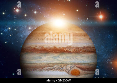 Sonnensystem - Jupiter. Es ist der fünfte Planet von der Sonne und der größte in unserem Sonnensystem. Seine riesigen Planeten. Stockfoto