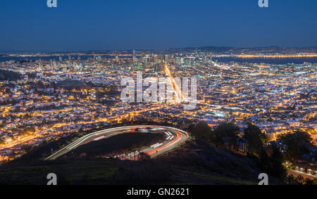 San Francisco Stadt von Twin Peak Stockfoto