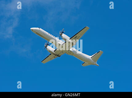 Loganair Flybe Saab 2000 Registrierung G-LGNT Abfahrt Flughafen Inverness Schottland. G-11, 202. Stockfoto