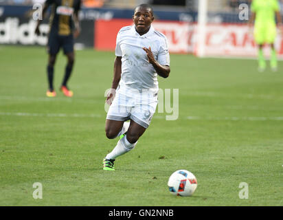 Chester, Pennsylvania, USA. 27. August 2016. Sporting KC Spieler, JIMMY MEDRANDA, (94), in Aktion beim Spiel gegen die Union Talen-Energie-Stadion in Chester Pa Credit: Ricky Fitchett/ZUMA Draht/Alamy Live News Stockfoto