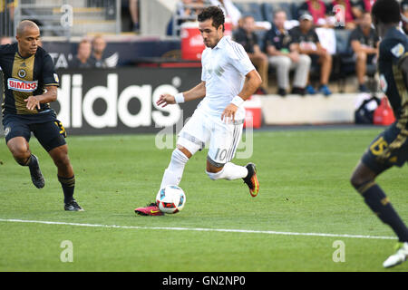 Chester, Pennsylvania, USA. 27. August 2016. Sporting KC Spieler, BENNY FEILHABER (10) in Aktion während der Partie gegen die Union Talen-Energie-Stadion in Chester Pa Credit: Ricky Fitchett/ZUMA Draht/Alamy Live News Stockfoto