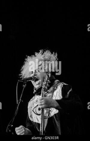 Northampton, Massachusetts, USA, 27. August 2016. Buzz Osborne, Gründungsmitglied und Frontmann für Melvins, im Teatro Calvin. Stockfoto