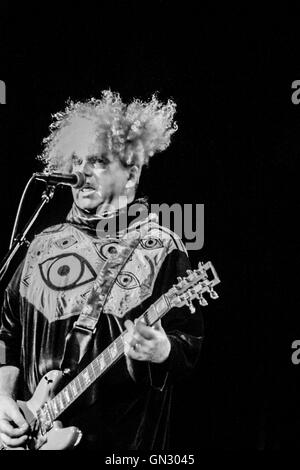 Northampton, Massachusetts, USA, 27. August 2016. Buzz Osborne, Gründungsmitglied, Gitarrist und lead-Sänger für Melvins, im Teatro Calvin. Stockfoto