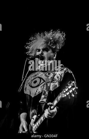 Northampton, Massachusetts, USA, 27. August 2016. Buzz Osborne, Gründungsmitglied und Frontmann für Melvins, im Teatro Calvin. Stockfoto