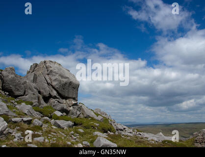 Gipfel-Felsen auf Wolfhole Felsen im Wald von Bowland Stockfoto