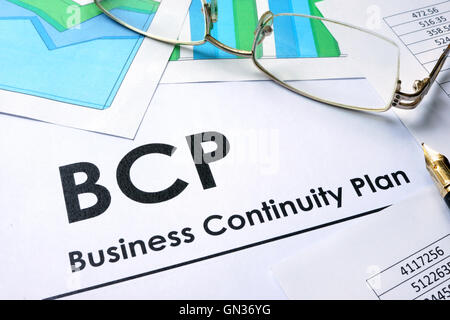 Papier mit Worten BCP Business Continuity Plan Stockfoto