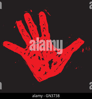 Rote Hand drucken. Print Handfarbe, Blut-Spur, Vektor-illustration Stockfoto