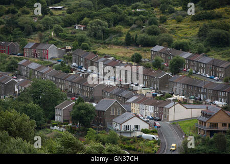 Trehafod in der Nähe von Porth und Pontypridd in den Süd-Wales Tälern des Rhondda Heritage Park nach Hause. Stockfoto