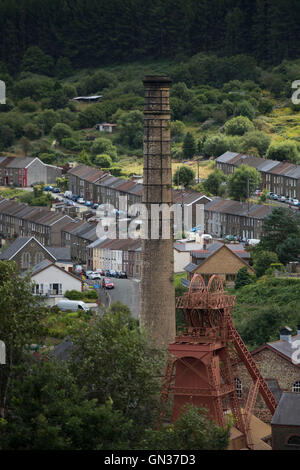 Trehafod in der Nähe von Porth und Pontypridd in den Süd-Wales Tälern des Rhondda Heritage Park nach Hause. Stockfoto