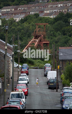 Trehafod in der Nähe von Porth und Pontypridd in den Süd-Wales Tälern des Rhondda Heritage Park nach Hause. Stockfoto