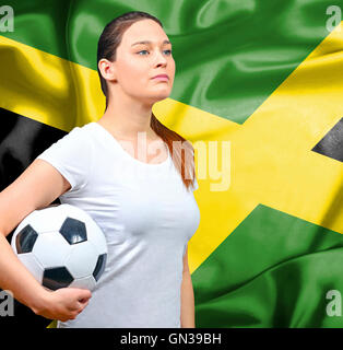 Stolze Frau Fußball-Fan von Jamaika Stockfoto