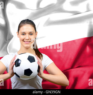 Stolze Frau Fußballfan von Polen Stockfoto