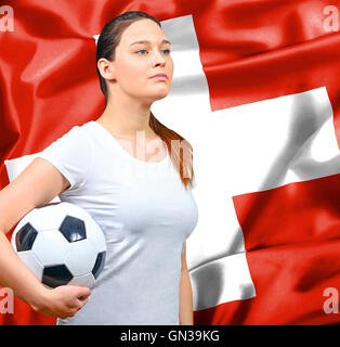 Stolze Frau Fußball-Fan der Schweiz Stockfoto