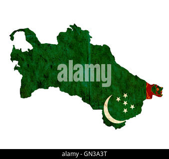 Vintage-Papier-Karte von Turkmenistan Stockfoto