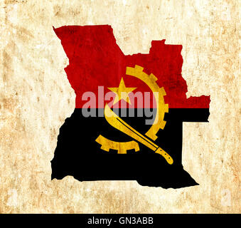 Vintage-Papier-Karte von Angola Stockfoto