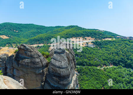 Blick vom Kloster Varlaam, Meteora, Thessalien, Griechenland Stockfoto