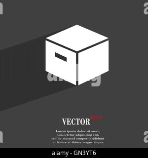 Verpackung Karton Symbol flach moderne Webdesign mit langen Schatten und Platz für Ihren Text. Vektor Stock Vektor