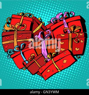 Kästchen Geschenk in Herzform Valentinstag Stock Vektor