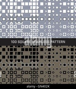 100 Quadrat Seamless Pattern Set Stock Vektor