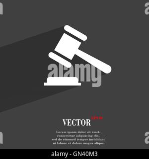 Richter oder Auktion Hammersymbol flach moderne Webdesign mit langen Schatten und Platz für Ihren Text. Vektor