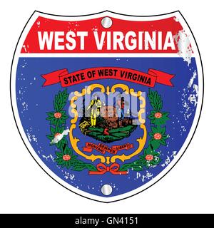 West Virginia Flaggen-Icons als Interstate melden Stock Vektor