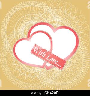 Vektor-Valentine Hintergründe über abstrakte Textil mit zwei Herzen Stock Vektor