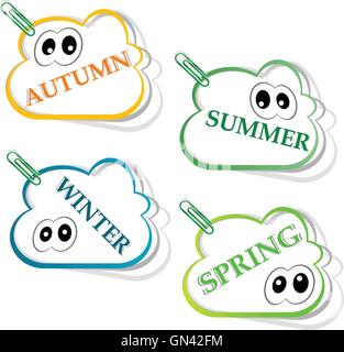 Saison flach Symbole festgelegt.  Vorlage für Web- und App-Vektor-Illustration-computing. Stock Vektor