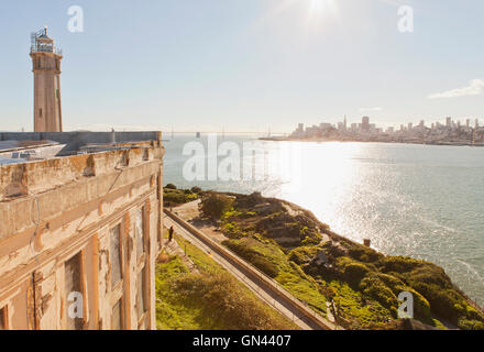 Ein Blick auf San Francisco aus Alcatraz Island. San Francisco, Kalifornien Stockfoto