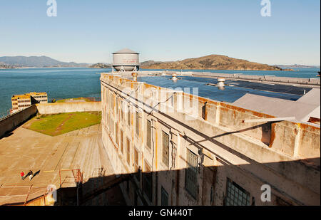 Der Haupthof von oben. Gefängnis Alcatraz. San Francisco, Kalifornien. Stockfoto