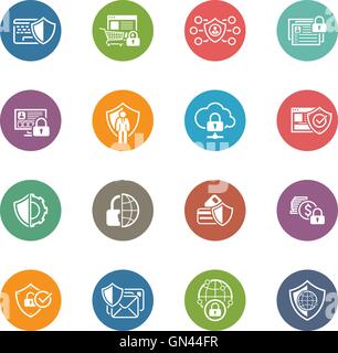 Flaches Design-Schutz und Sicherheit Icons Set. Stock Vektor