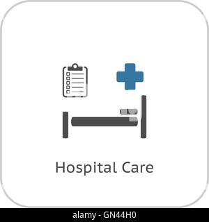 Krankenhaus-Pflege-Symbol. Flaches Design. Stock Vektor