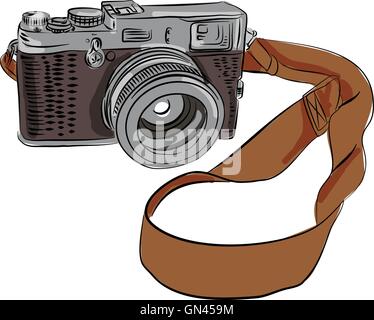 Vintage-Kamera Zeichnung isoliert Stock Vektor