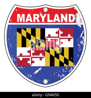 Maryland-Flaggen-Icons als Interstate Zeichen Stock Vektor