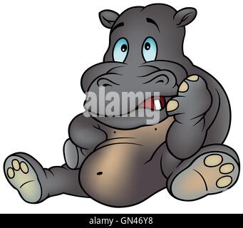 Töricht Hippo sitzend Stock Vektor