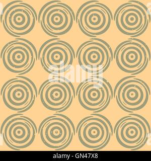 Vektor handgezeichneten nahtlose geometrischen Linien kreisförmigen runden Platten Retro Grunge Muster Stock Vektor