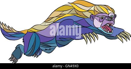 Honig-Dachs springen Zeichnung Stock Vektor