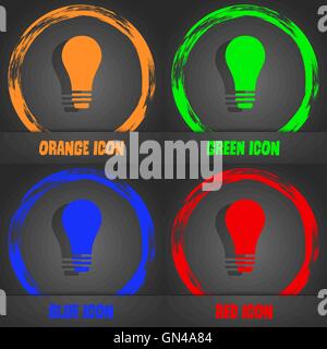 Glühbirnen-Symbol. Moderne stilvolle. In orange, grün, blau, rot-Design. Vektor Stock Vektor