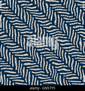 Vektor nahtlose Marine weiße Farbe handgezeichnete verzerrt Linien Grunge Retro-Muster Stock Vektor