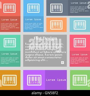 Barcode-Symbol Zeichen. Reihe von bunten Tasten mit Platz für Text. Vektor Stock Vektor