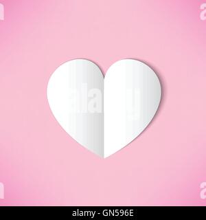 White Paper Heart auf rosa Hintergrund Stock Vektor