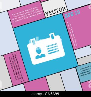 Personalausweis-Symbol Zeichen. Flache Jugendstil für Ihr Design. Vektor Stock Vektor