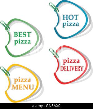 Beste Pizza, heiße Pizza Lieferung Aufkleber. Vektor-illustration Stock Vektor