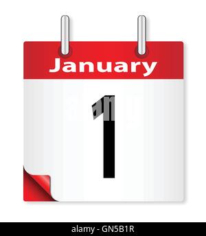 Ein Kalender-Datum mit dem 1. Januar Stock Vektor