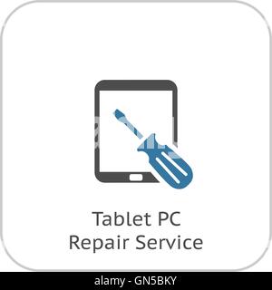 Tablet-PC-Reparatur-Service-Symbol. Flaches Design. Stock Vektor