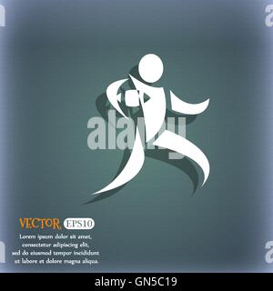 Rugby-Spieler mit Ball-Symbol. Auf dem blau-grünen abstrakten Hintergrund mit Schatten und Platz für Ihren Text. Vektor Stock Vektor